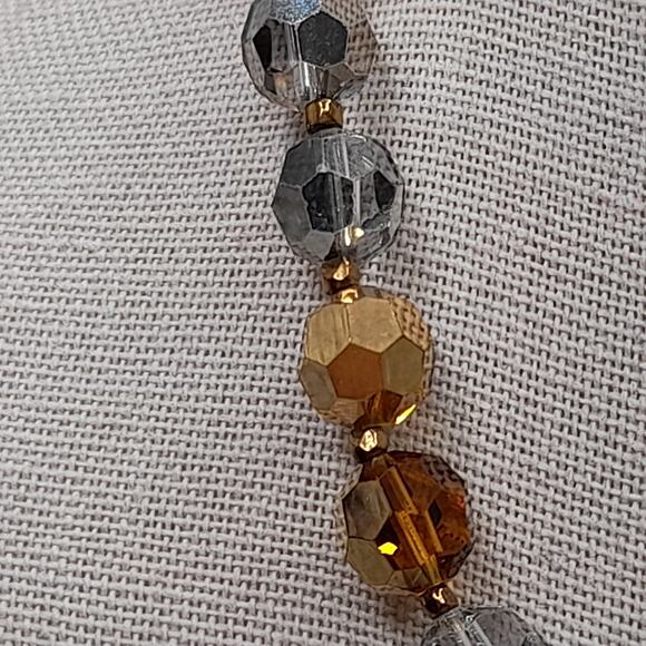 Vintage Marvella Crystal Necklace, Topaz Silver Beads 8mm, 16 1/2 Inches, 1950s - Picture 3 of 12